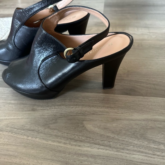 Black Leather Naturalizer Peep-Toe Heels - Picture 3 of 3